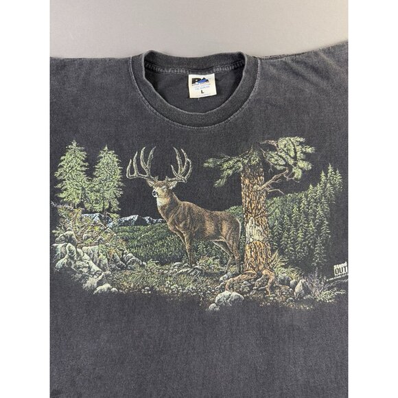 Rare Vintage 1996 Stand Out Designs Earth Nature Animal Deer Forest Black Faded - Picture 3 of 9